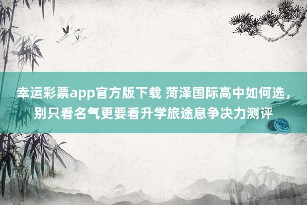 幸运彩票app官方版下载 菏泽国际高中如何选，别只看名气更要看升学旅途息争决力测评