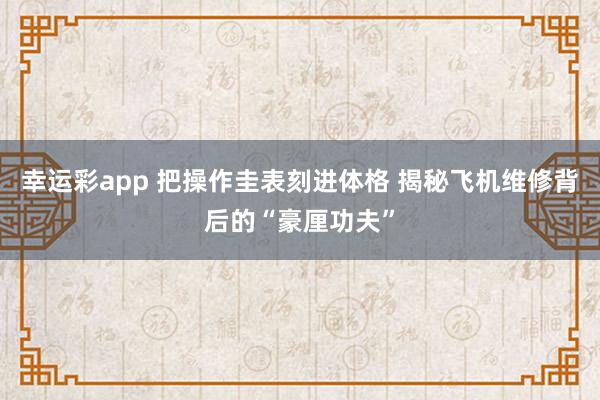 幸运彩app 把操作圭表刻进体格 揭秘飞机维修背后的“豪厘功夫”